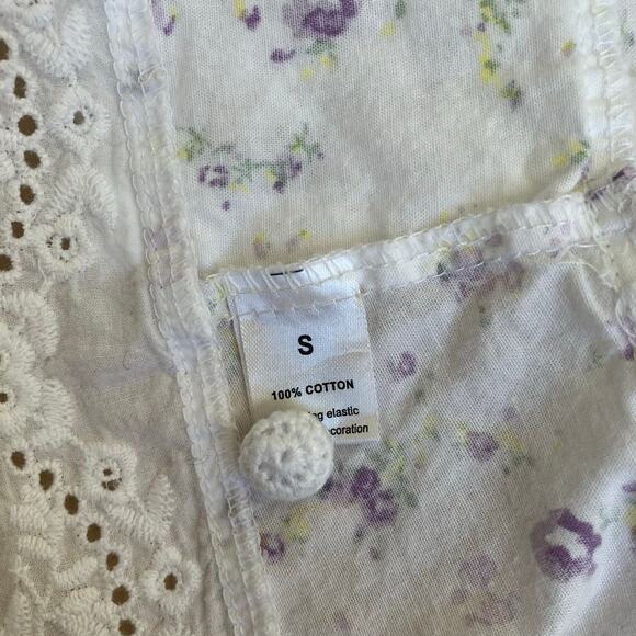 The 1 for U Sz S Rosalind Long Sleeve Cotton Housecoat Lilac Rose Print Romantic - Picture 16 of 16